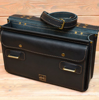 Оригинальный черный кожаный портфель