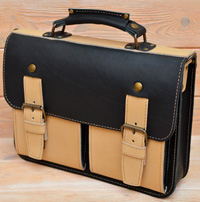 Контрастный двухцветный кожаный портфель