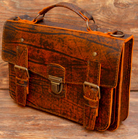 Оригинальный портфель из состаренной апельсиновой кожи