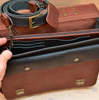 Двухцветный мужской кожаный портфель