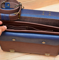 Небанальный двухцветный кожаный портфель