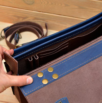 Сине-коричневый кожаный портфель