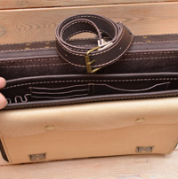 Двухцветный контрастный кожаный портфель