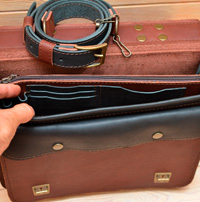 Двухцветный кожаный мужской портфель